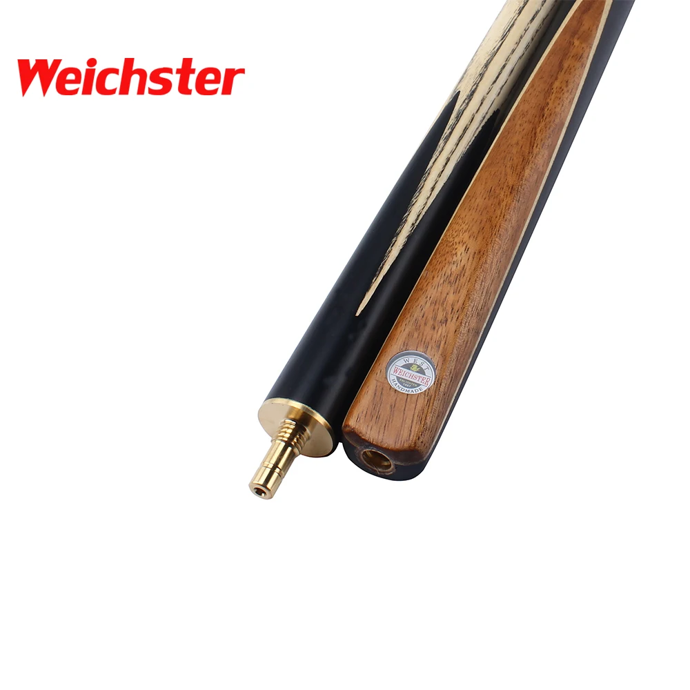 Weichster 3/4 조인트 블랙 페인팅 스누커 큐, 수제 애쉬 샤프트, 싱글 스플라이스 풀 큐, 10mm 팁 크기, 케이스 확장