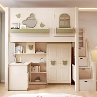 Lits superposés en bois massif, hauts et bas, pour 2 personnes, lits superposés pour enfants avec matelas, meubles de chambre à coucher 2