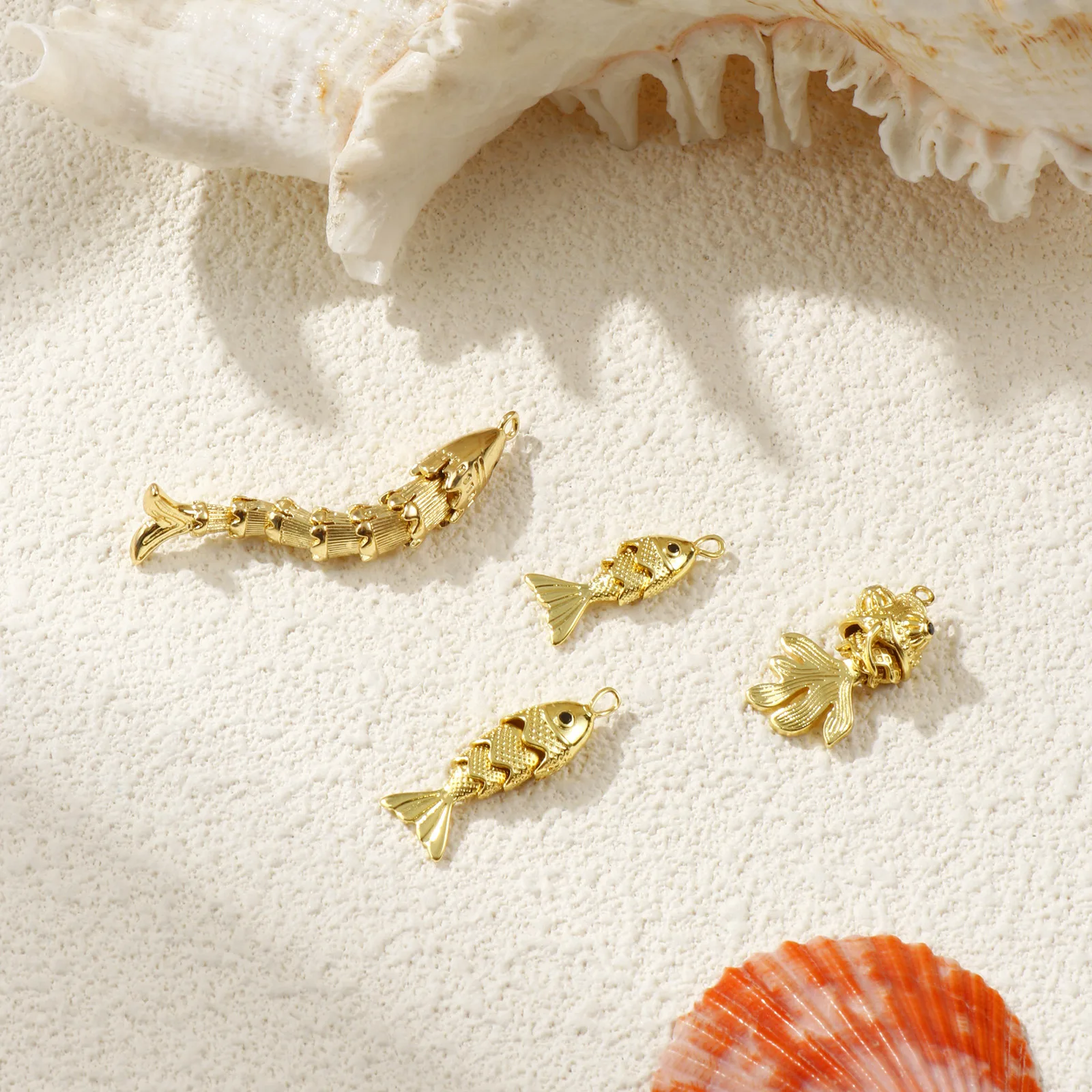 1 Stück Messing Ozean Schmuck Charms 18K vergoldet Fisch Tier schwarz Zirkonia Augen Anhänger für DIY Halskette Schmuckherstellung – Detail 3