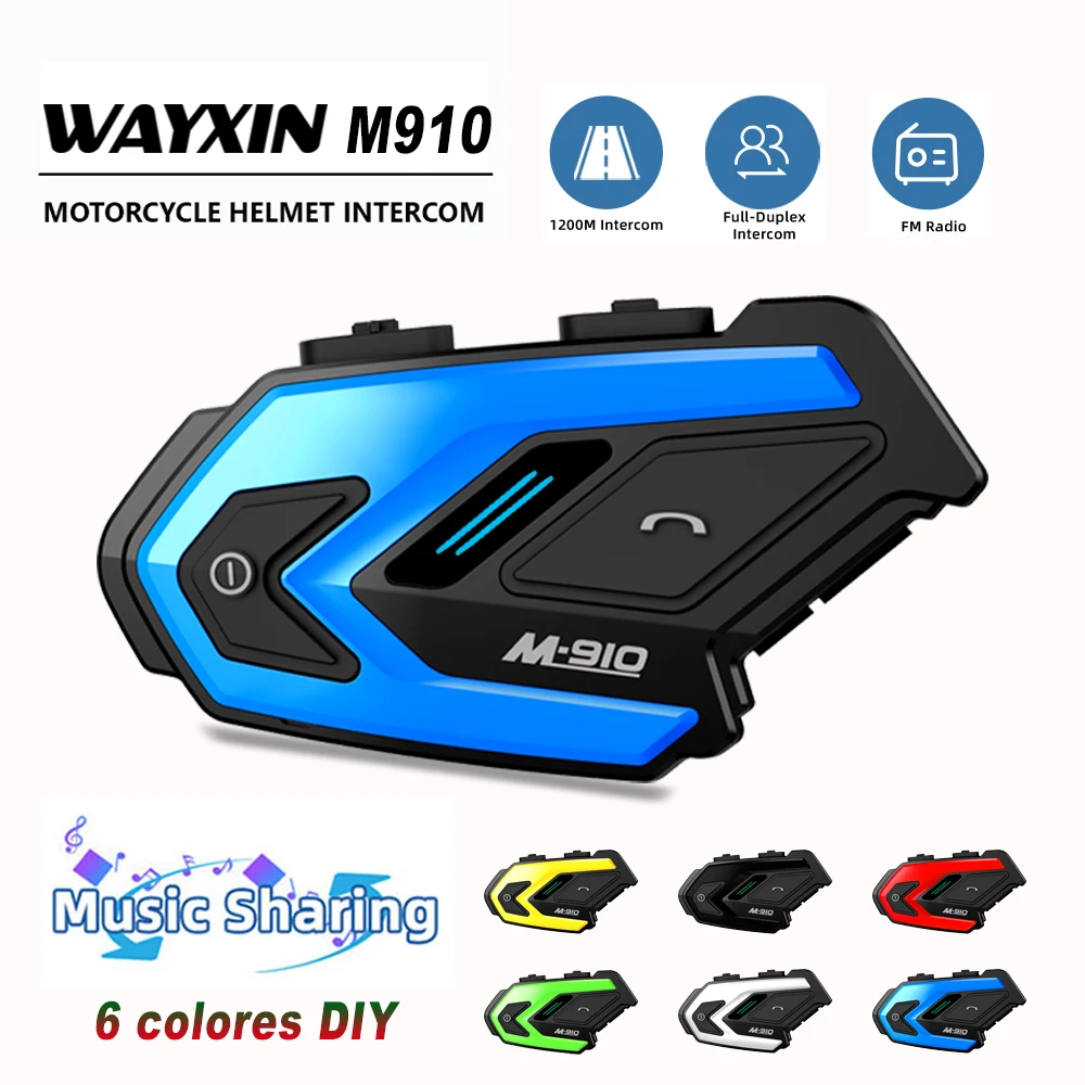 

WANXIN M910 Motorcycle Intercom Bluetooth 5.0 Headset Intercom 2Rider Intercomunicador Moto Intercom Moto Bluetooth