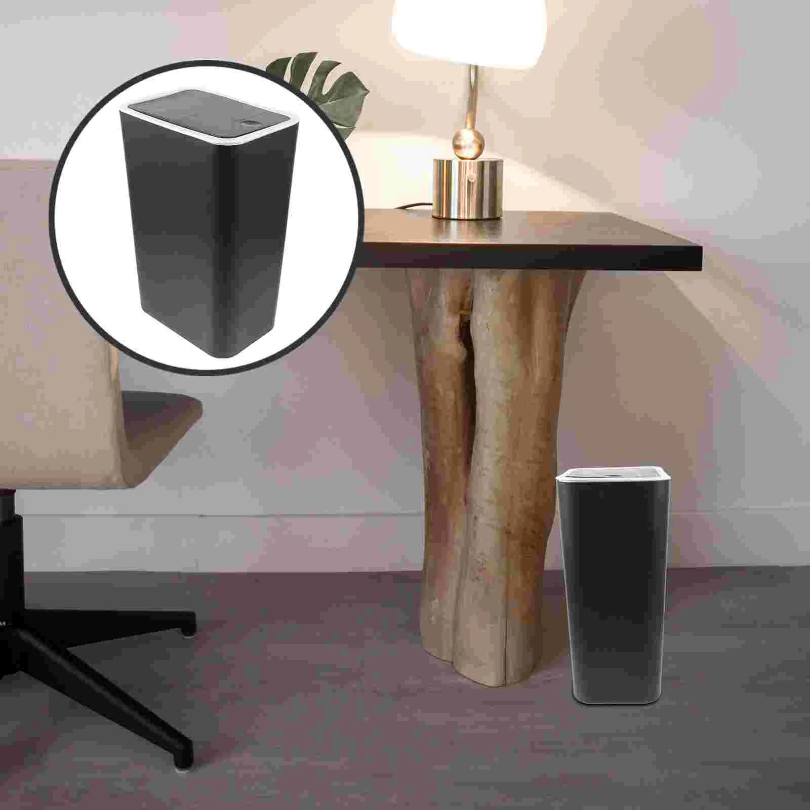 

Plastic Trash Can Garbage Can with Press Lid Wastebasket Trash Can Removable Modern Dispenser