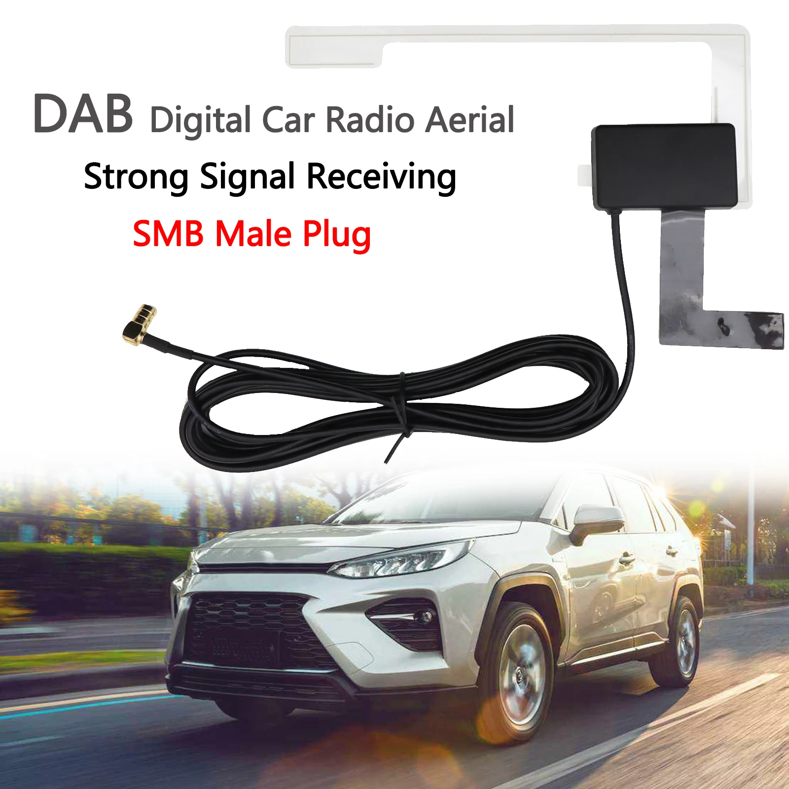 

Universal DAB SMB Connector Vehicle Active Antenna Digital Cat Radio Aerial With Built In RF Amplifier FM Strong Stable Signal