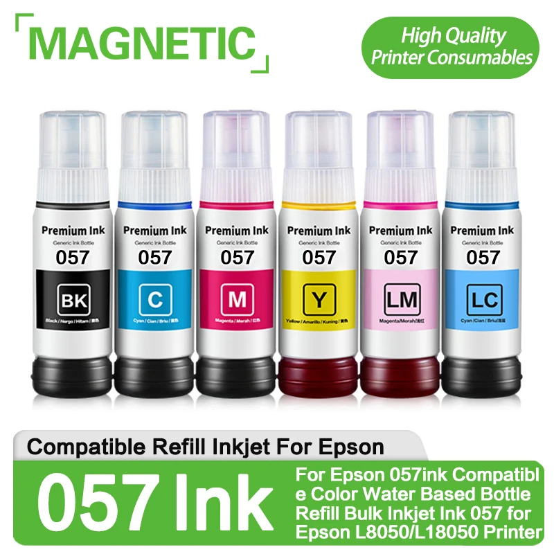 Compatible For Epson 056 057ink Compatible Color Water Based Bottle Refill Bulk Inkjet Ink 057 for Epson L8050/L18050 Printer