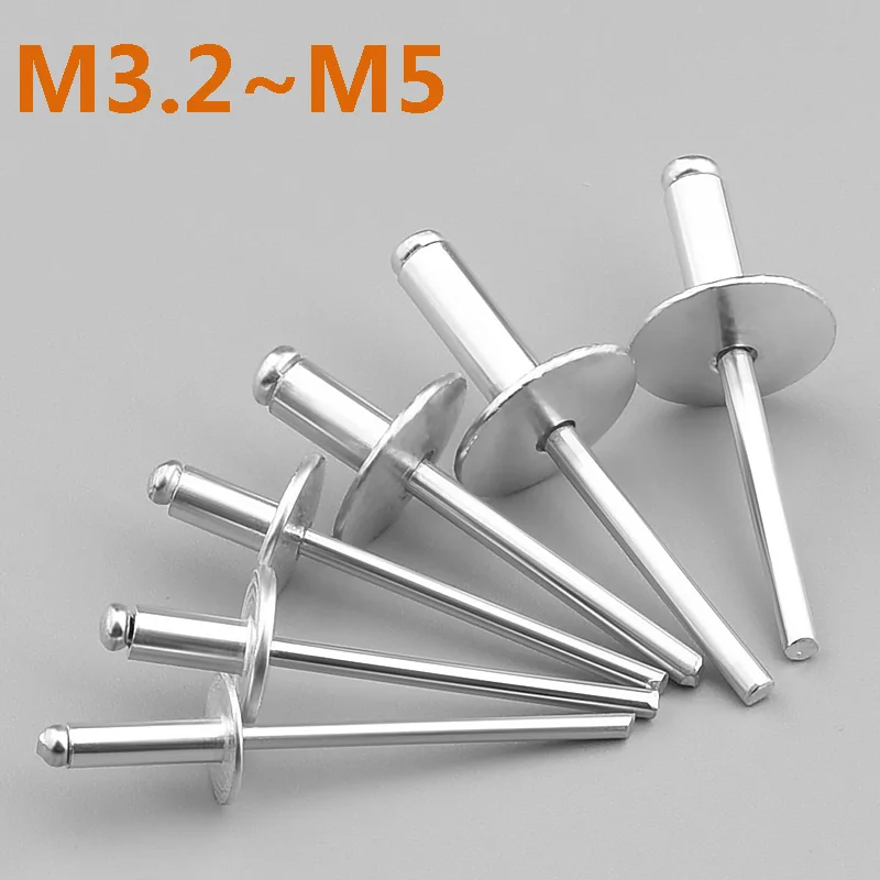 20-40pcs Aluminum Large Flange Pop Open Hollow Blind Rivets Large Cap Leaf Bolt Dropper Self-plugging Rivet Decoration Pull Nail rivets and fasteners rivets and screws