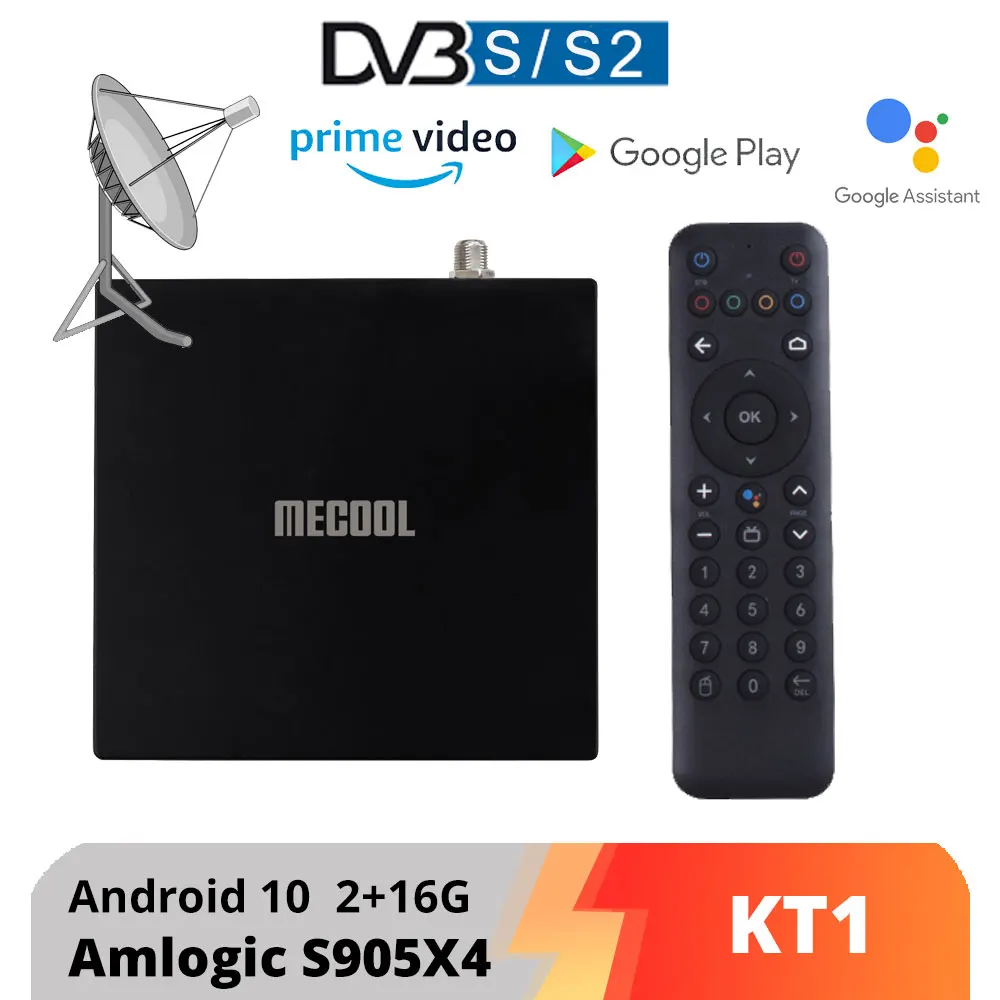Mecool Kt1 Dvb S2 Bluetooth Tv Box Android 10 Amlogic S905X4-B 4K 2 T2R Dual Wifi Bt Media Player Set-Top Box
