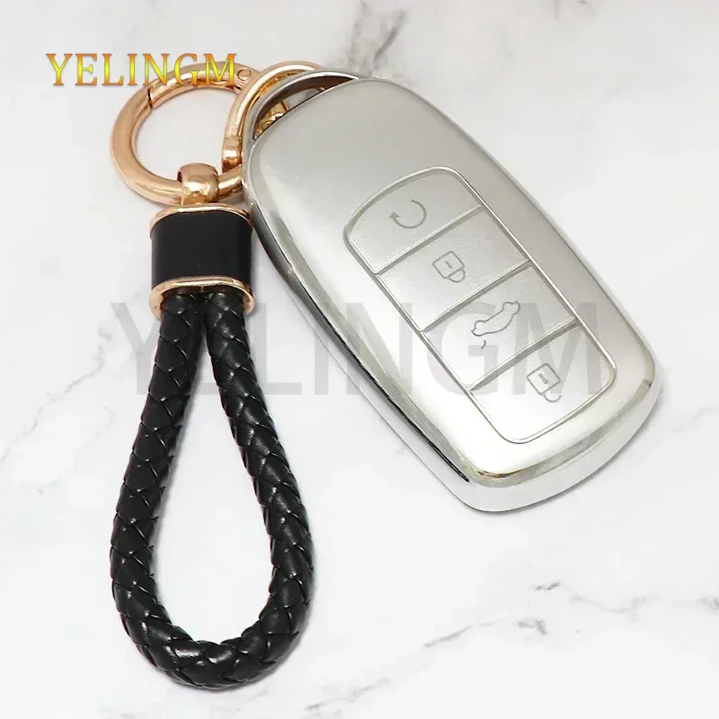 Premium 4-Button TPU Car Key Case Holder and Keychain Accessory