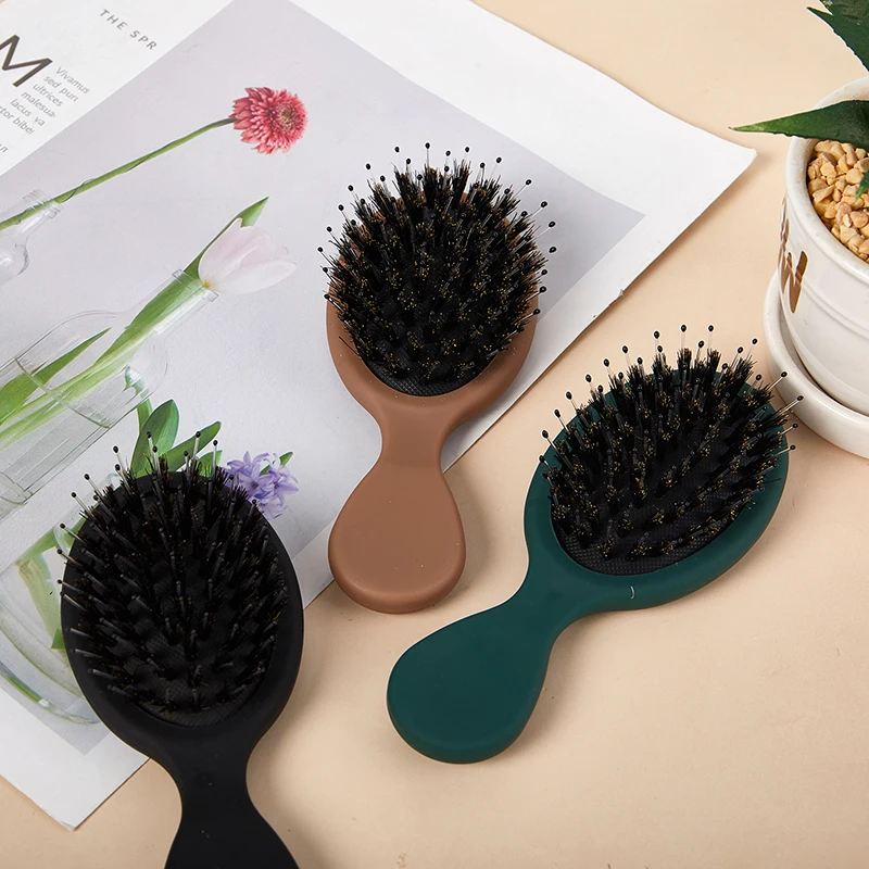 Description Picture 3 of itemHair Brush Oval Boar BristleNylon Hair Comb Mini Anti-static Hair Scalp Massage Comb Hairbrush Salon HairCare Brush Styling Tool