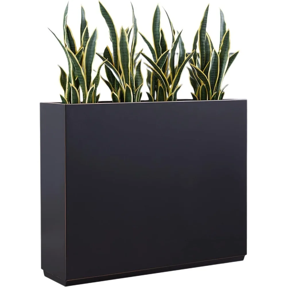 

Flowerpot, 38Lx10Wx30H Inch Heavy Planters Tall and Long Metal Divider Planter Box with Hand Brushed Gold Edge, Flowerpot