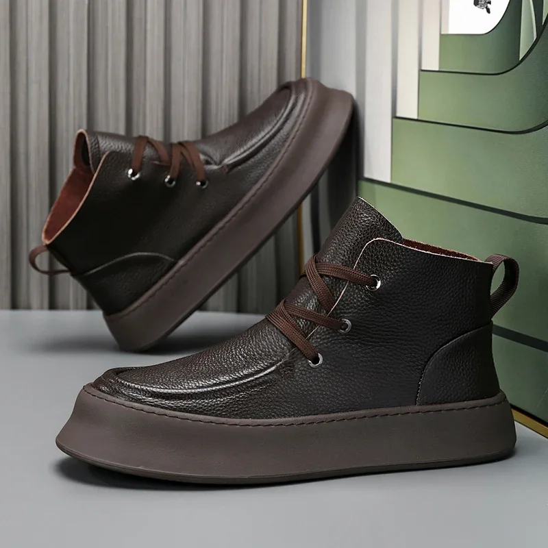 

2024 Professional Casual Shoes For Male Fashion Pu Leather Boots Men Popular Motorcycle Boots Mens Lace Up Cowboy Boots