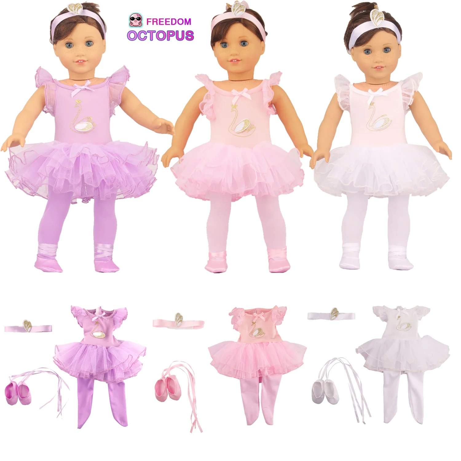 Cosplay Dallet Doll Clothes Set Suit For 18 Pollici American & 43Cm Baby New Born Girl Doll Ballet Dress Outfit For Generation Doll