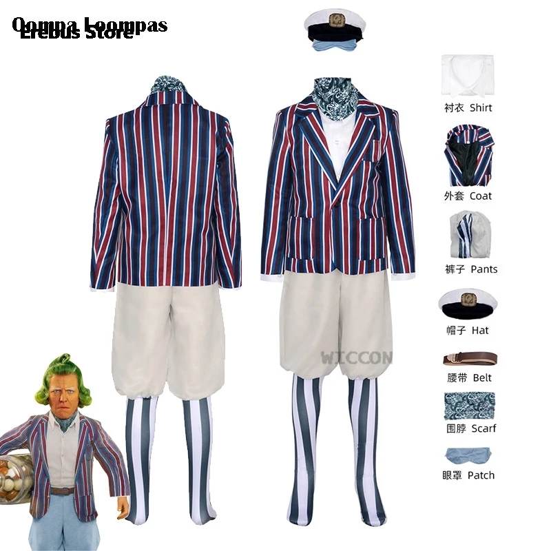 Willy Oompa Costume Loompas Adult Kids Willy Wonca Cosplay Umpa Lumpa Suit Movie Chocolate Wonk Factory Fancy Halloween Party