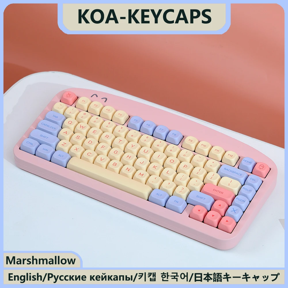 KBDiy KOA PBT 키 캡 유사한 MOA 키 캡 7u MAC ISO 일본어 한국어 러시아어 기계식 키보드 Matcha Glimmer Retro Key Cap