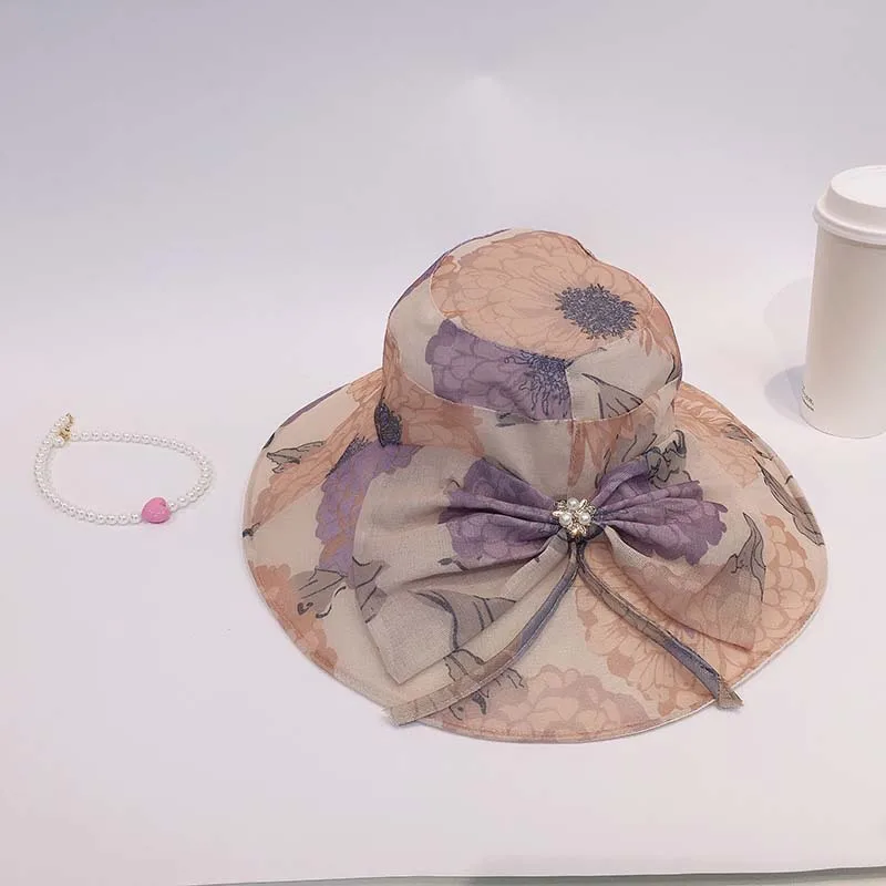 

2022 New Summer Girl Woman Europe And America Beach Outdoor Sunscreen Casual Fashion Retro Flower Simplicity Decorate Bucket Cap