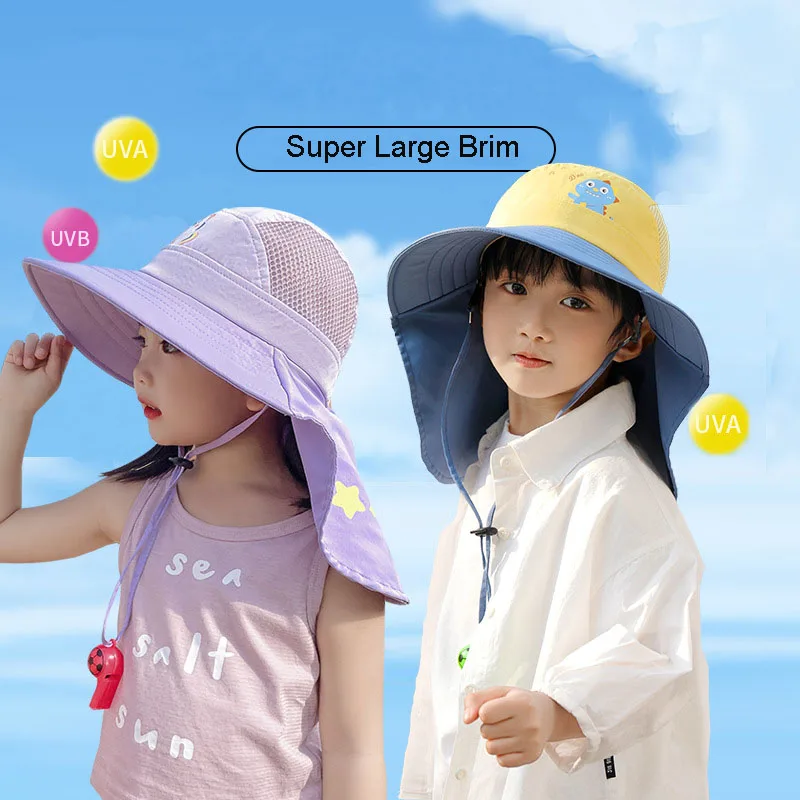 

Детская Солнцезащитная шапка SPF50 +, летняя шапка для мальчиков и девочек, Аксессуары для младенцев, детские шапки, защита для длинной шеи, 2022