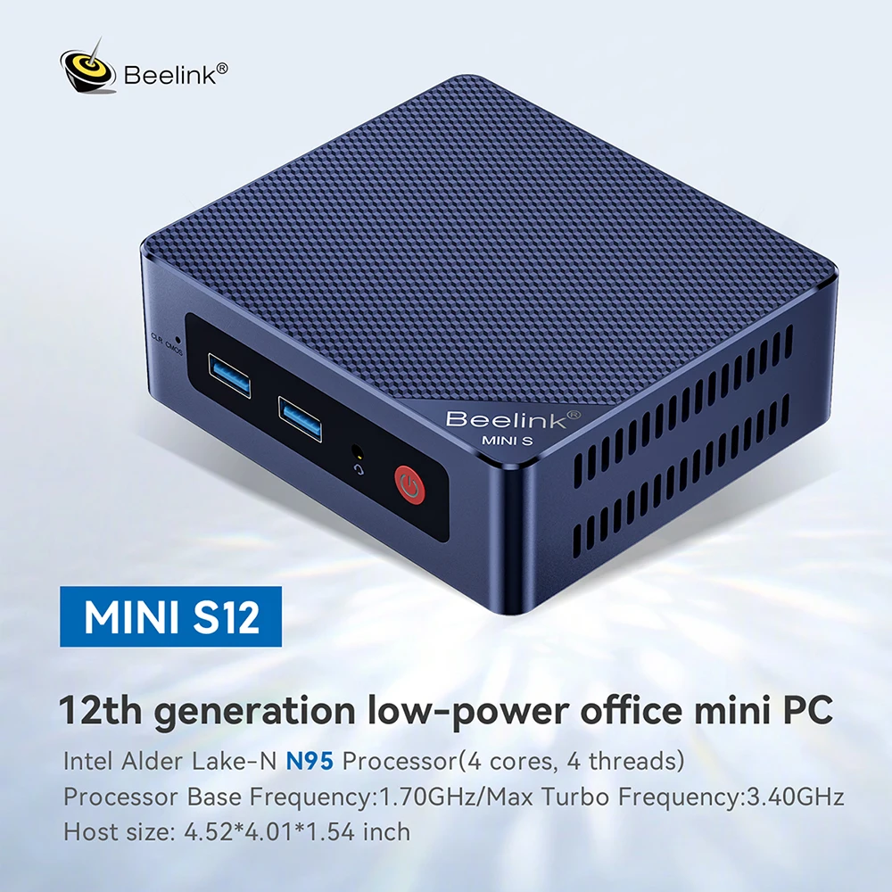Beelink Mini S12 Pro Intel N100 16G 512G Intel 12th Gen N95 Mini PC 8GB  256GB Desktop Mini Computer Support NVME SSD VS AK3V