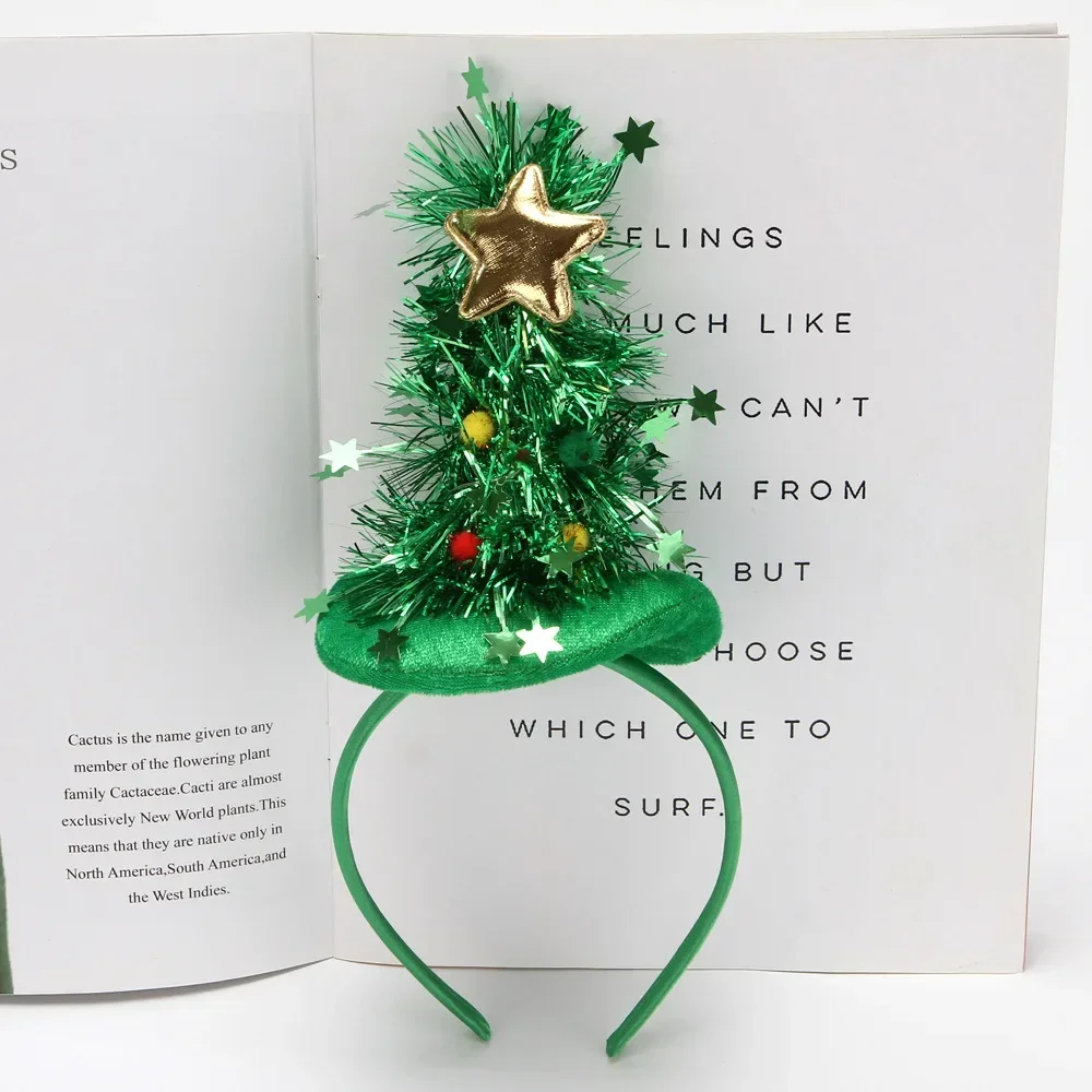 Adult Kids Blinking Green Tree Headbands LED Light Up Star Snowflake Hair Band Gift New Year Decoration Wedding Festival