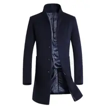 

Dropshipping!! Men Winter Warm Solid Color Woolen Trench Coat Outwear Overcoat Long Jacket