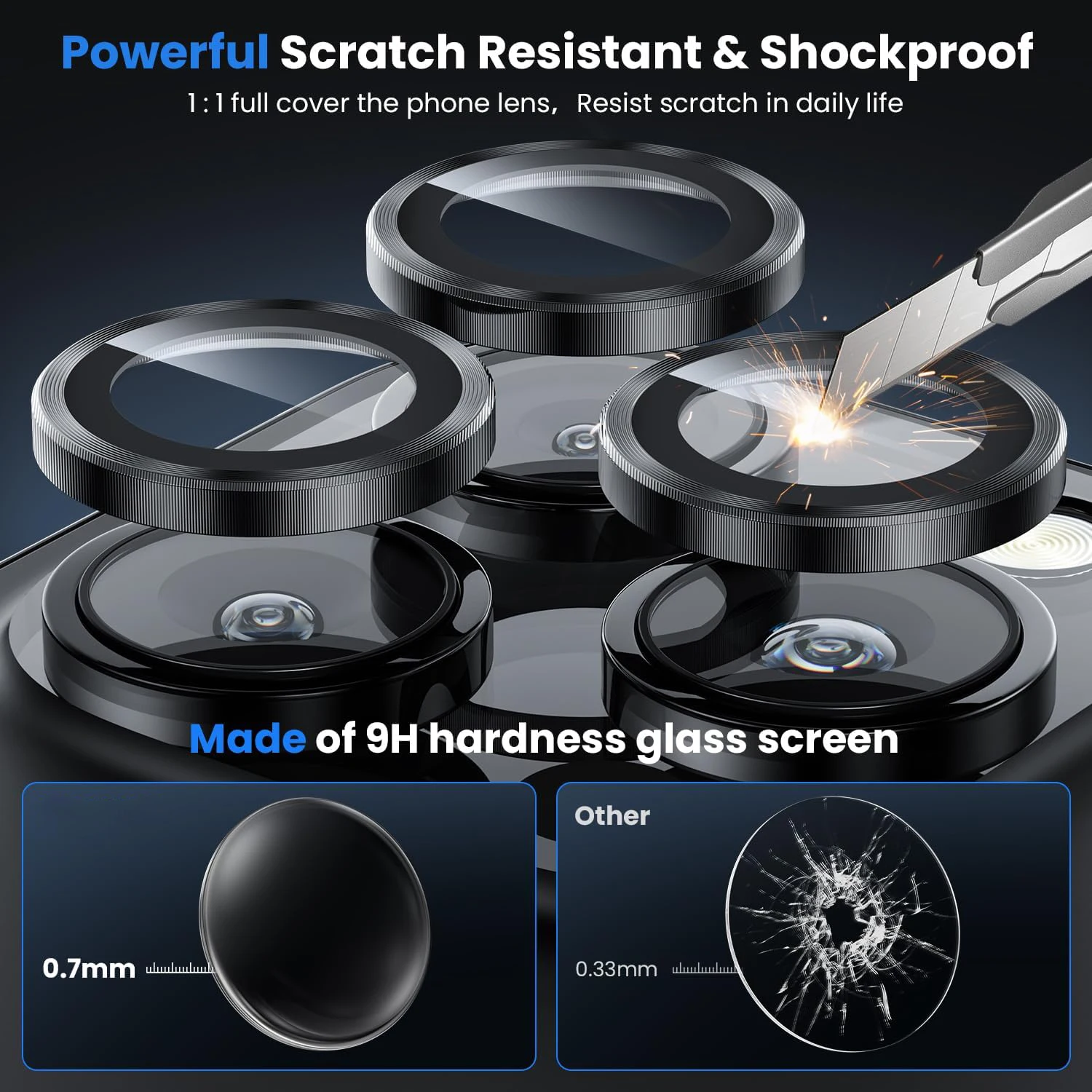 Sleek Black Titanium Camera Lens Protector Cover - Premium Phone Protection Accessory