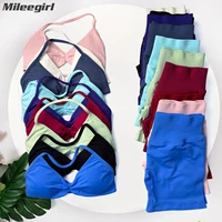 Mileegirl Seamless 2 Pcs Women Yoga Sets Halter Bras Sports Crop Tops Low Waist Scrunch Butt Gym Shorts Tight Quick Dry Leggings