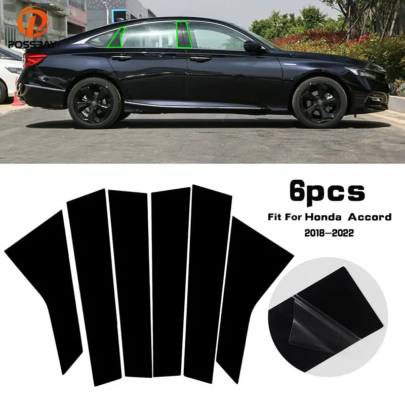 

6 шт., накладки на столб черного окна, отделка для Honda Accord Sedan 2018 2019 2020 2021 2022, внешние аксессуары