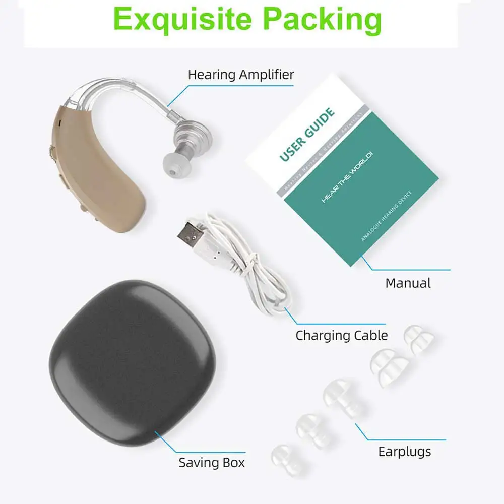 Invisible Chargeable Hearing Aid Amplifiers Mild Severe Hearing Impairment Hearing Aids Audifonos Sound Devices For Both Ears 6