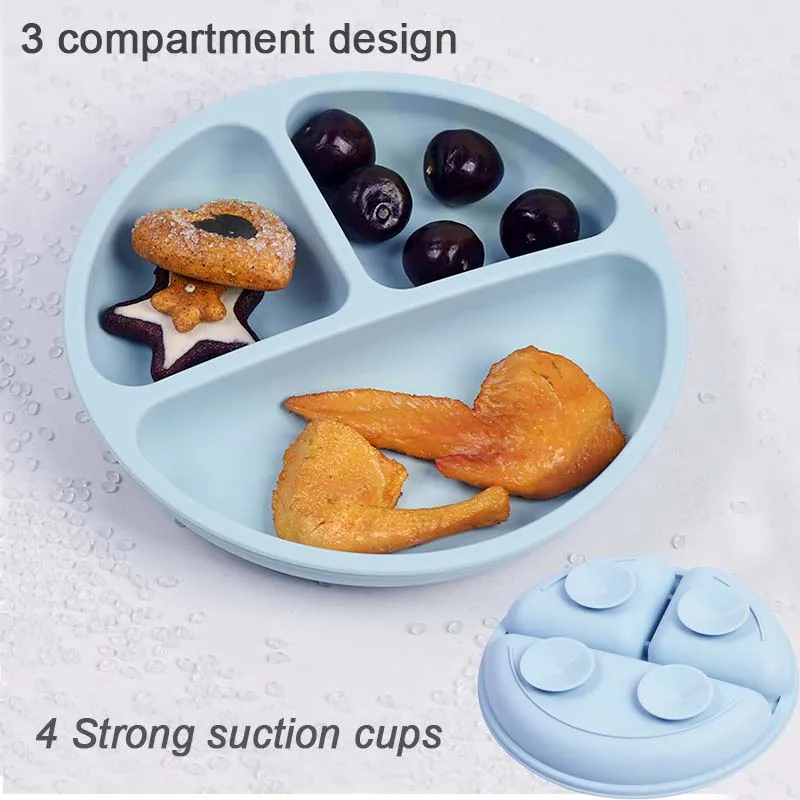 8Pcs Silicone Tableware Set Personalized Name Logo Baby Feeding Set Spoon Fork Suction Cup Bowl Silicone Dinner Plate For Kids 3