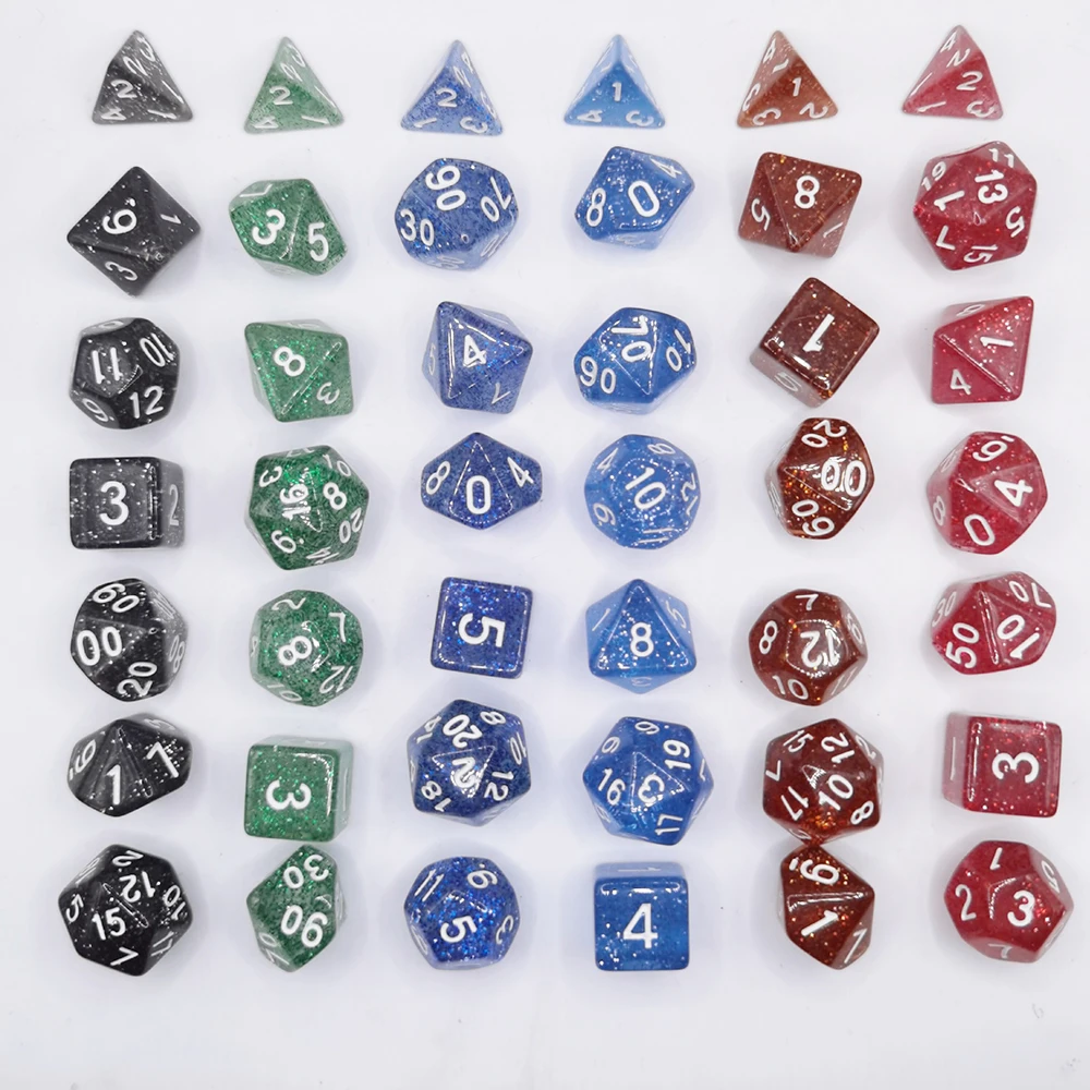 105/70/42/21/7Pcs DND Dice Set Glitter Polyhedral D4 D6 D8 D10 D12 D20 Multicolour Role Playing Table Party Board Game images - 6