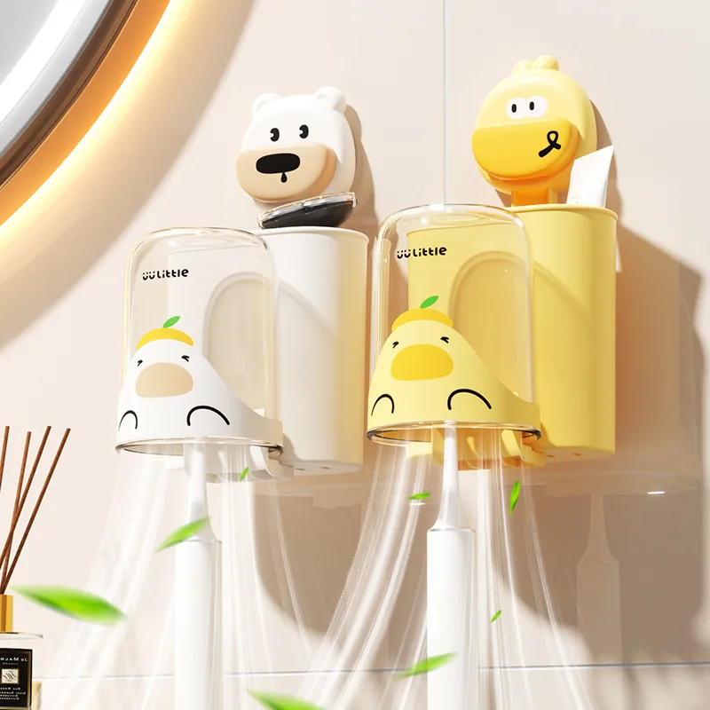 1PC Kawaii Bathroom Toothbrush Hooks Animal Cartoon Children Brush Teeth Storage Holders Punch-Free Wall Hook Toothpaste Shelves toothbrush holder wall mounted storage hook