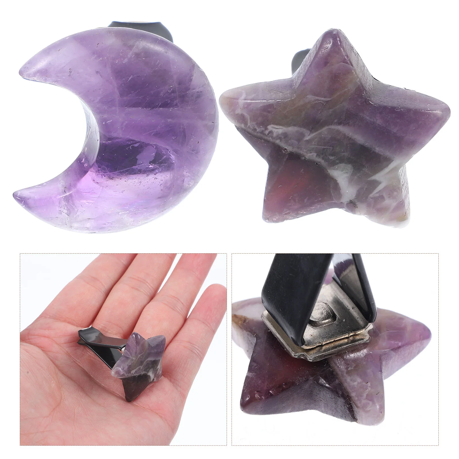 

2 Pcs Air Outlet Decoration Car Moon Crystal Ornament Aromatherapy Clip Vent Clips Stone Dashboard Decorations Freshener