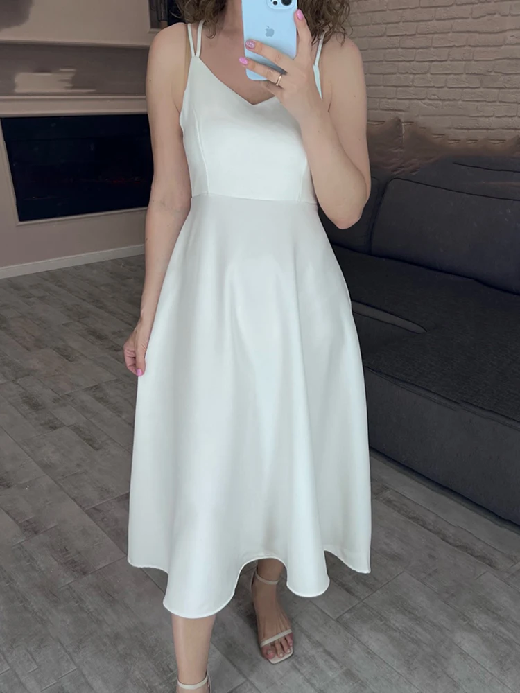 

Women Beach Boho Strap Dress Sexy Party Club White Black Backless High Waist Dresses Casual Vacation Street Maxi Dress
