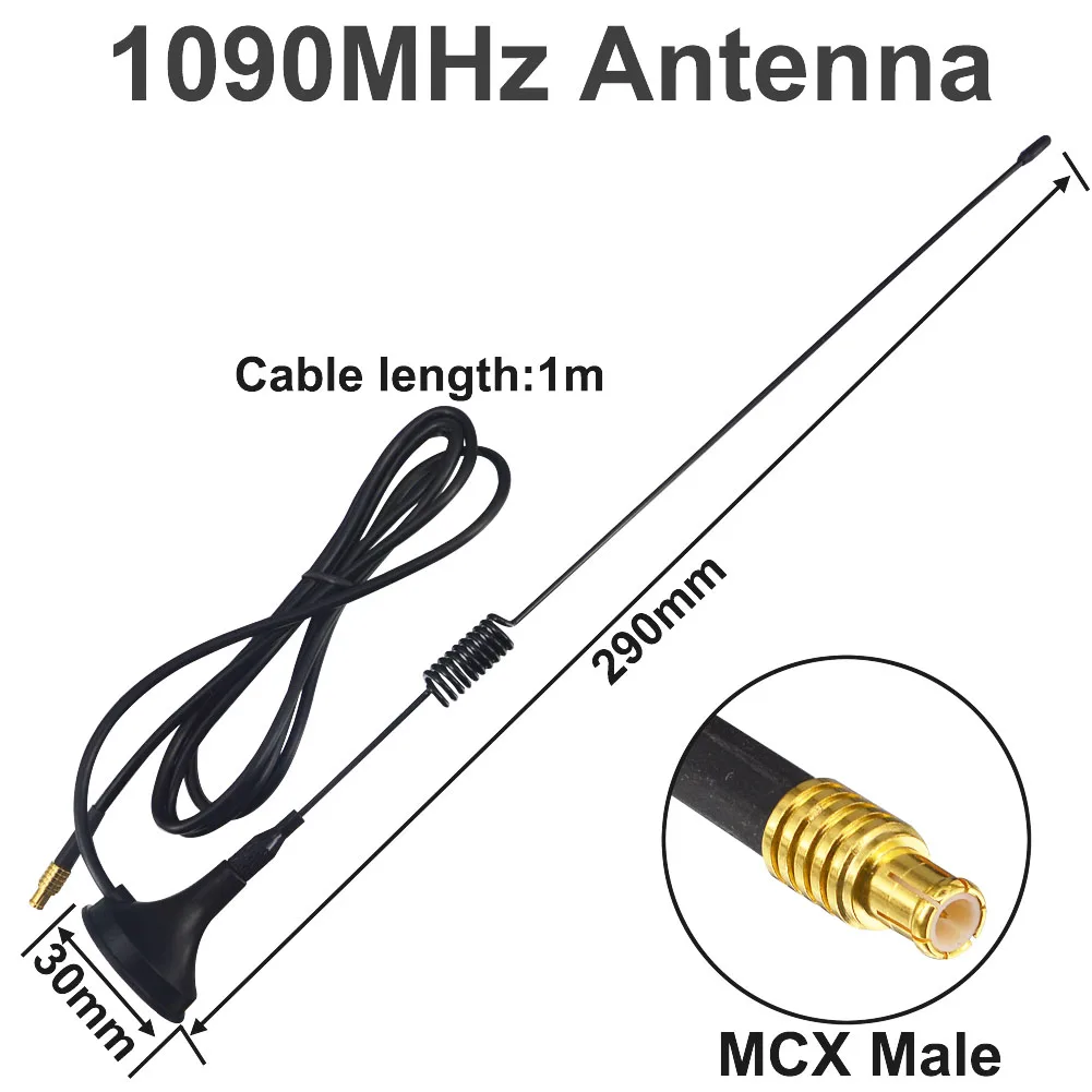 1090Mhz ADS-B Antenna MCX Male Aerial Magnetic Base RG174
