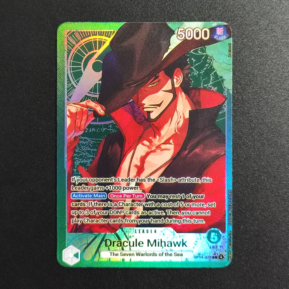 Proxy One Piece Card Mihawk OP14-020 Hancock Crocodile Jinbe Law Doflamingo The Azure Sea's Seven English TCG Anime Card