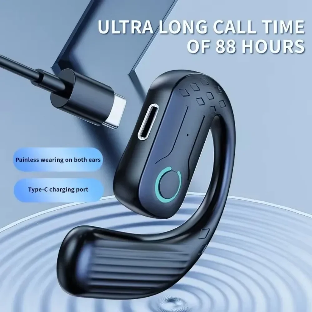 180° Rotation Adjustable Left Right Open Wireless Headset Bluetooth 5.4 Ear Universal Earphone Mic Sport Business Music Ear-Hook 4