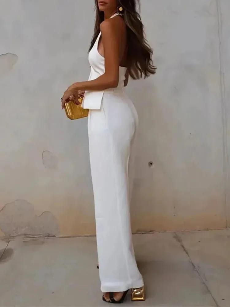 MUJER Pants Sets For Women 2 Pieces Off Shoulder Sleeveless Vest Woman Outfit Fashion Wide Leg Pants Elegant Casual Women's Set - 5