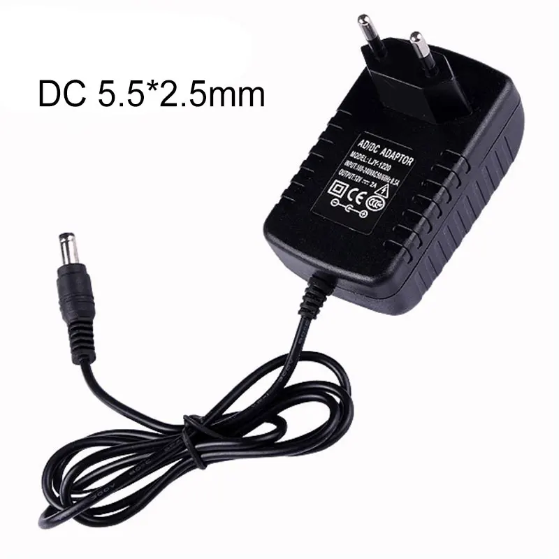Universal DC 12V Power Supply Adapter with Interchangeable Plugs