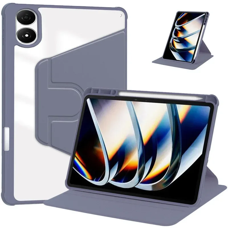Premium 360° Rotating Acrylic Tablet Case with Pen Slot - Shockproof Smart Cover