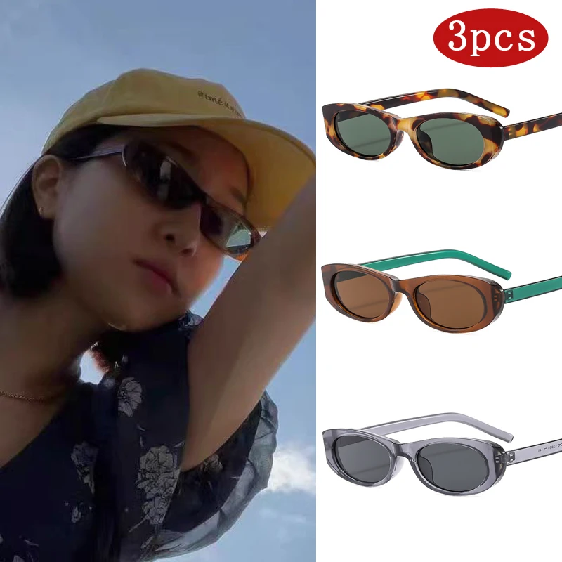 Lunettes de soleil vintage petites montures rectangulaires femmes colorées UV400 1/3 pièces
