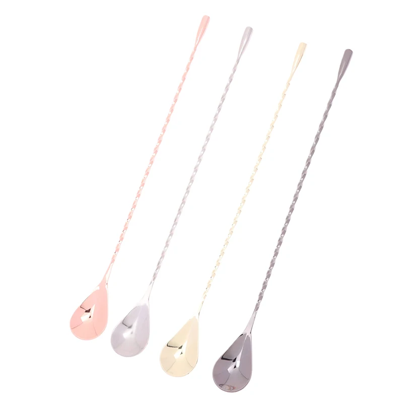 Long Handle Cocktail Stirrers Bartender Mixing Stick Spoon Stainless Steel Barman Kit Accessories Whisky Shaker Bar Kitchen