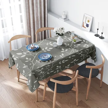 Leaf Pattern Tablecloth Set Modern Dining Room Decor 100% Cotton Floral Printed Table Cloths for Kitchen Rectangular Size: 60x90 1