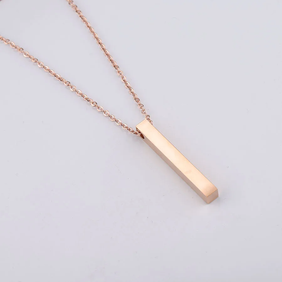 10Pcs 5*40mm 3D Bar Necklace Mirror Polish 316L Stainless Steel Unisex Necklace Jewelry 5 Colors with 45cm Long Chain Best Gifts