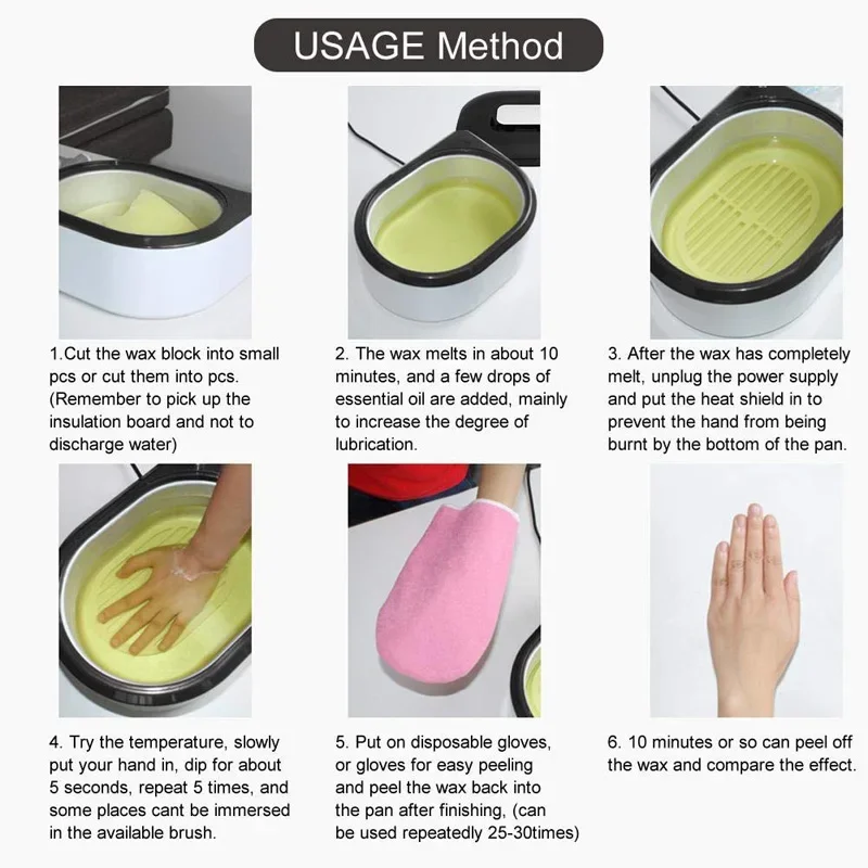 Hands and Feet Mask Warmer Paraffin Wax Bath Heater Machine Moisturizing Hydrating Kit Hand Waxing Spa Smooth and Soft Skin Care 5