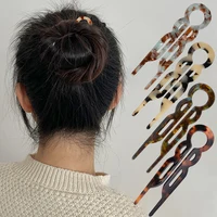 Chignon en forme de U pour femmes, Design avec nœud à la mode, fourchette à cheveux en acétate, épingles à cheveux, boulettes de viande, accessoires pour cheveux pour filles, bandeau 1