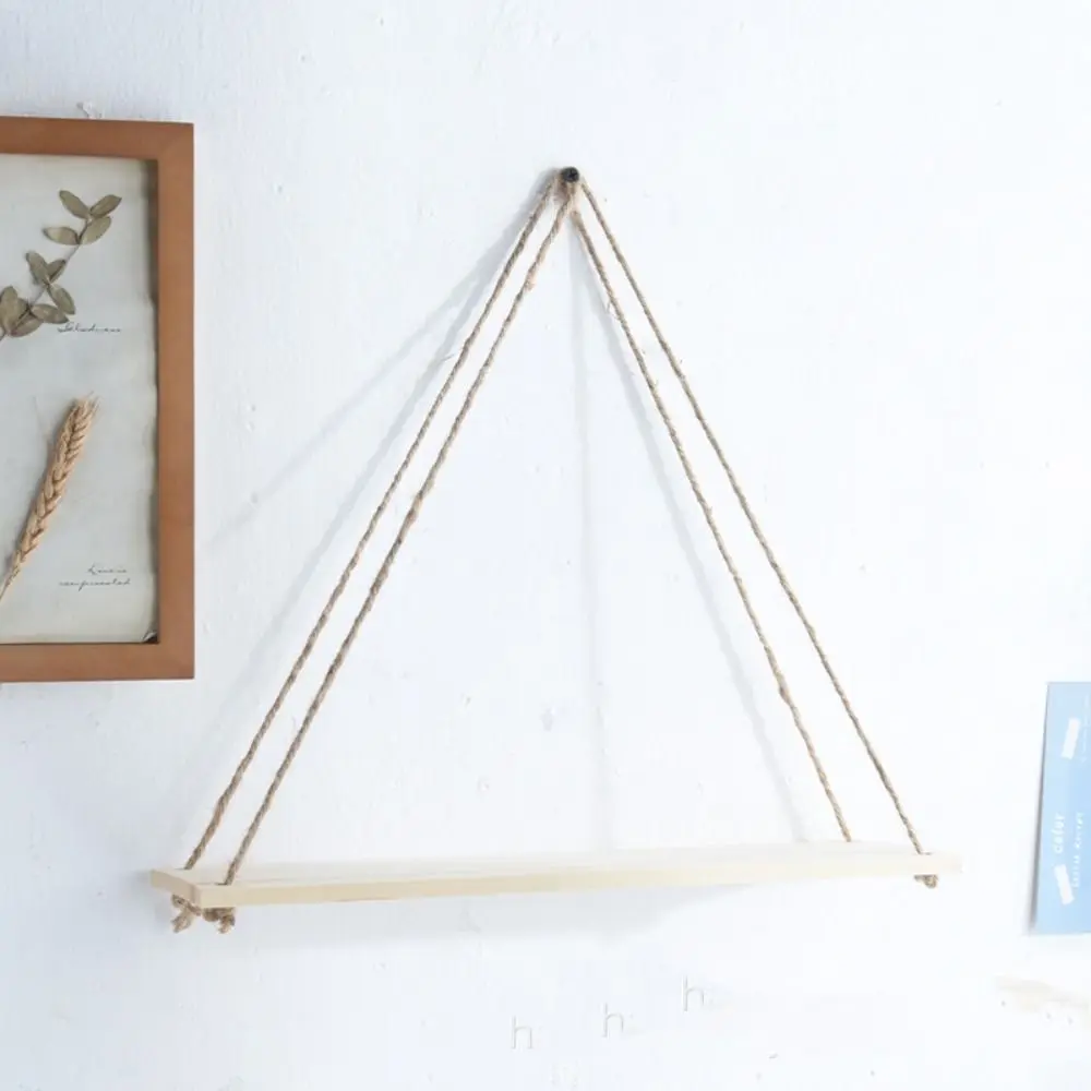 나무 벽걸이 선반-Macrame 행잉 식물 선반, 보호 수제 소박한 행어 화분 랙, 1 팩