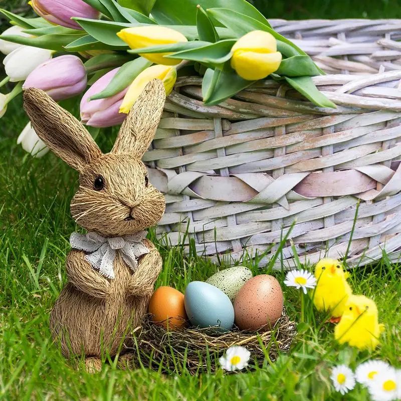 Easters Decor Garden Stakes Decorative Easter Bunny Garden Sign Landscape Decor Stakes Yard Art For Lawns Gardens
