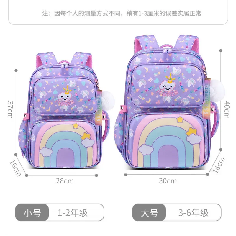 New Primary School Backpack Cute Colorful Book Bags for Girls Princess School Bags Waterproof Children Rainbow Series Schoolbags 2