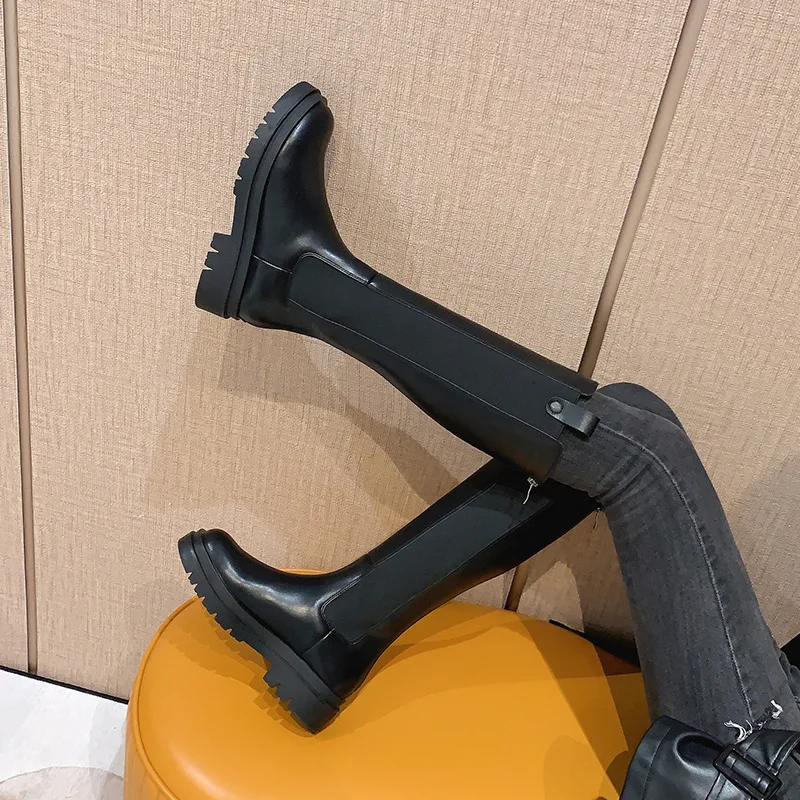 

2023 Autumn/Winter Large Knight Boots Women's 41-43 High Sleeve Elastic Long Boots with Plush Thick Sole Thick Leg Boots