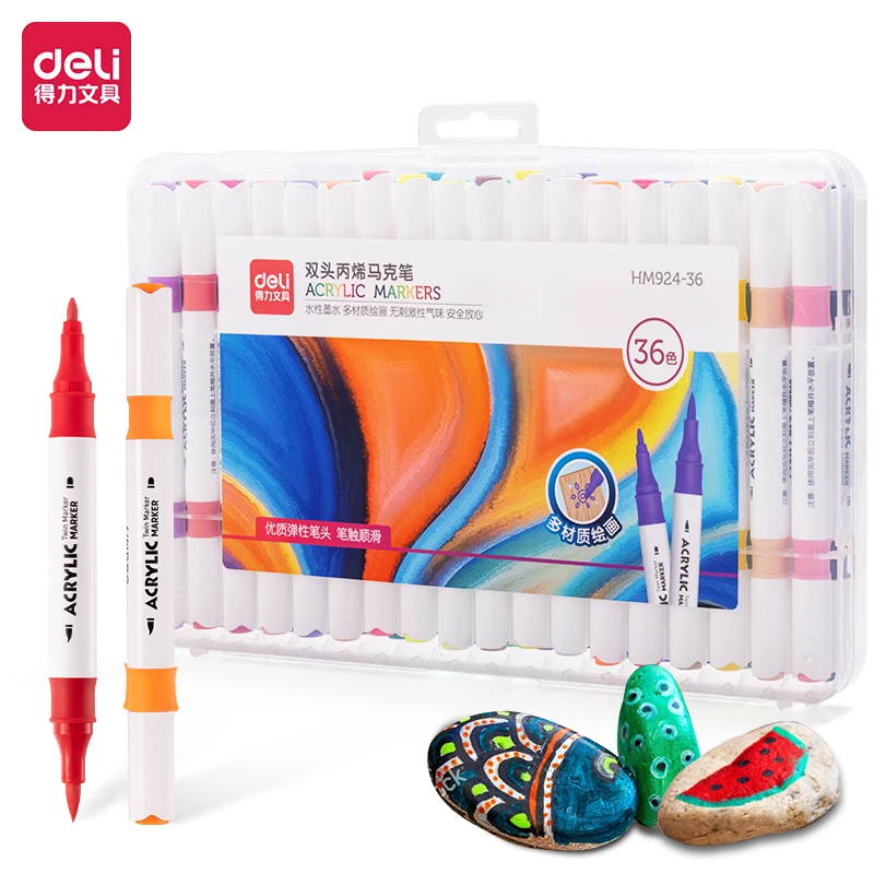 Deli 64 Colors Acrylic Paint Marker Pen Acrylic Marker Set Plumones Rotuladores Poster Pen Graffiti Art Christmas Decoration