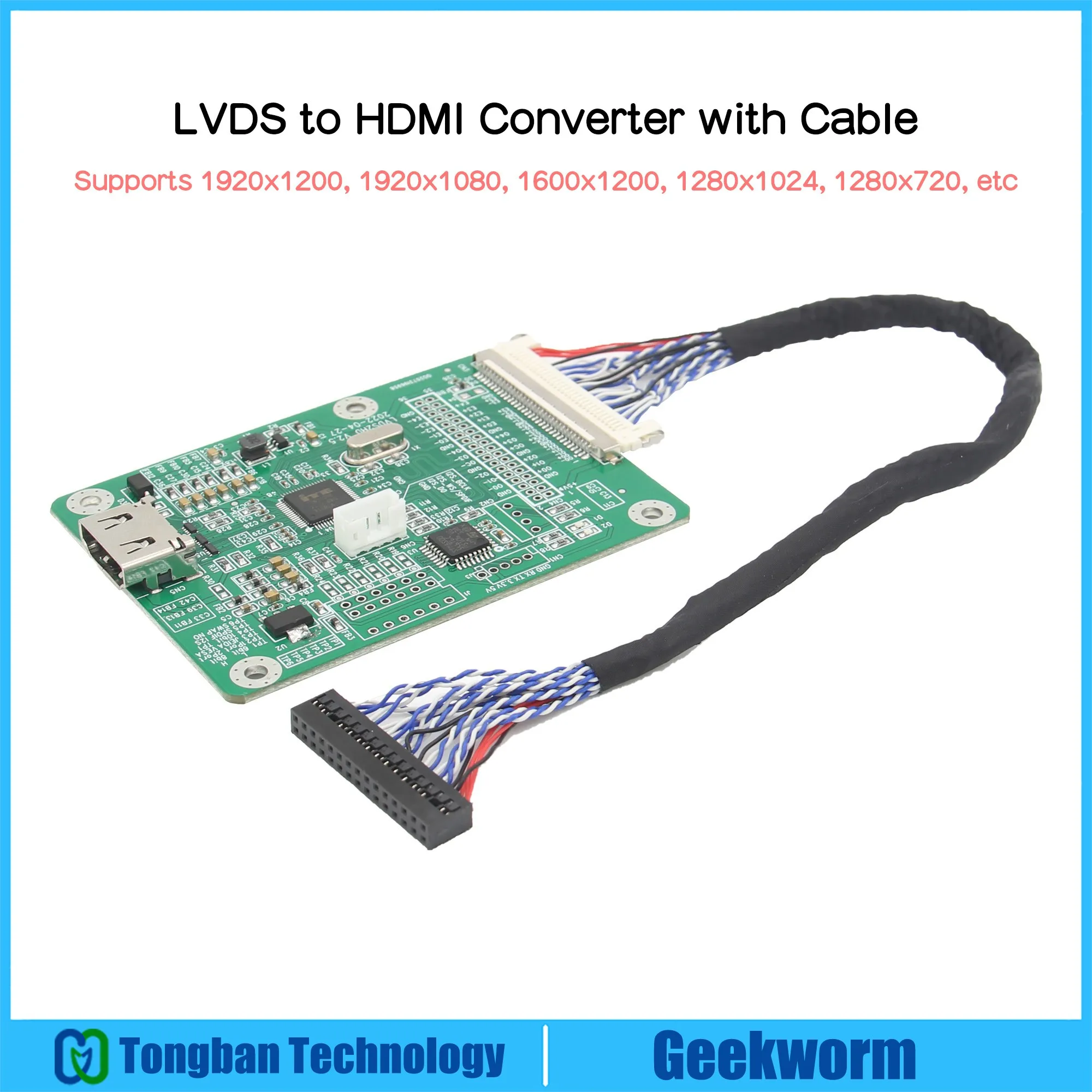 Placa-do-adaptador-do-conversor-de-lvds-a-hdmi-com-cabo-suporte ...