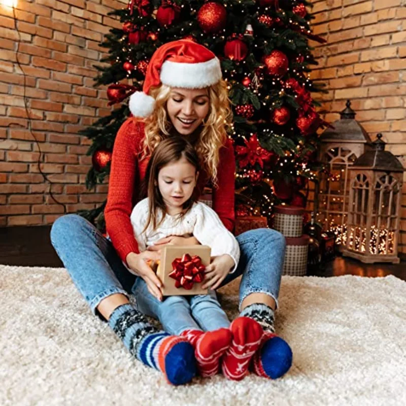 Christmas Plush Hat for Adult Kids Thicken Warm Santa Claus Xmas Hats Cap Merry Christmas New Year Festival Party Decoration