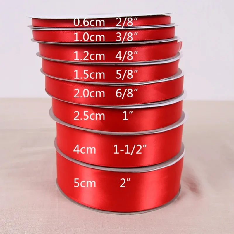

(91 метров/рулон) Красная односторонняя атласная лента, украшение для свадебной вечеринки, ткань для шитья, для упаковки подарков, лента «сделай сам»